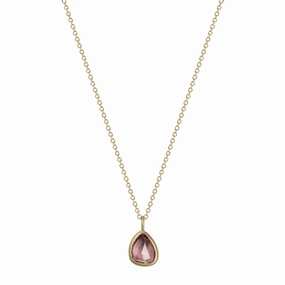 18K Gold Pink Rose Cut Sapphire Pendant