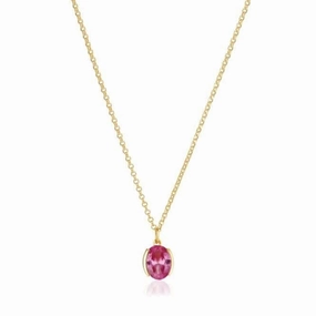 18k Gold Plated Ellisse Carezza Necklace SJ-N2353-PKCZ-YG