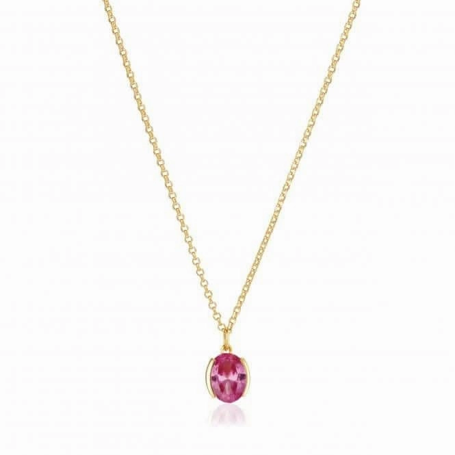 18k Gold Plated Ellisse Carezza Necklace SJ-N2353-PKCZ-YG