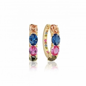 18k Gold Plated Ellisse Creolo Earrings SJ-E2315-XCZ-YG