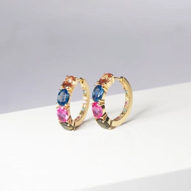 18k Gold Plated Ellisse Creolo Earrings SJ-E2315-XCZ-YG
