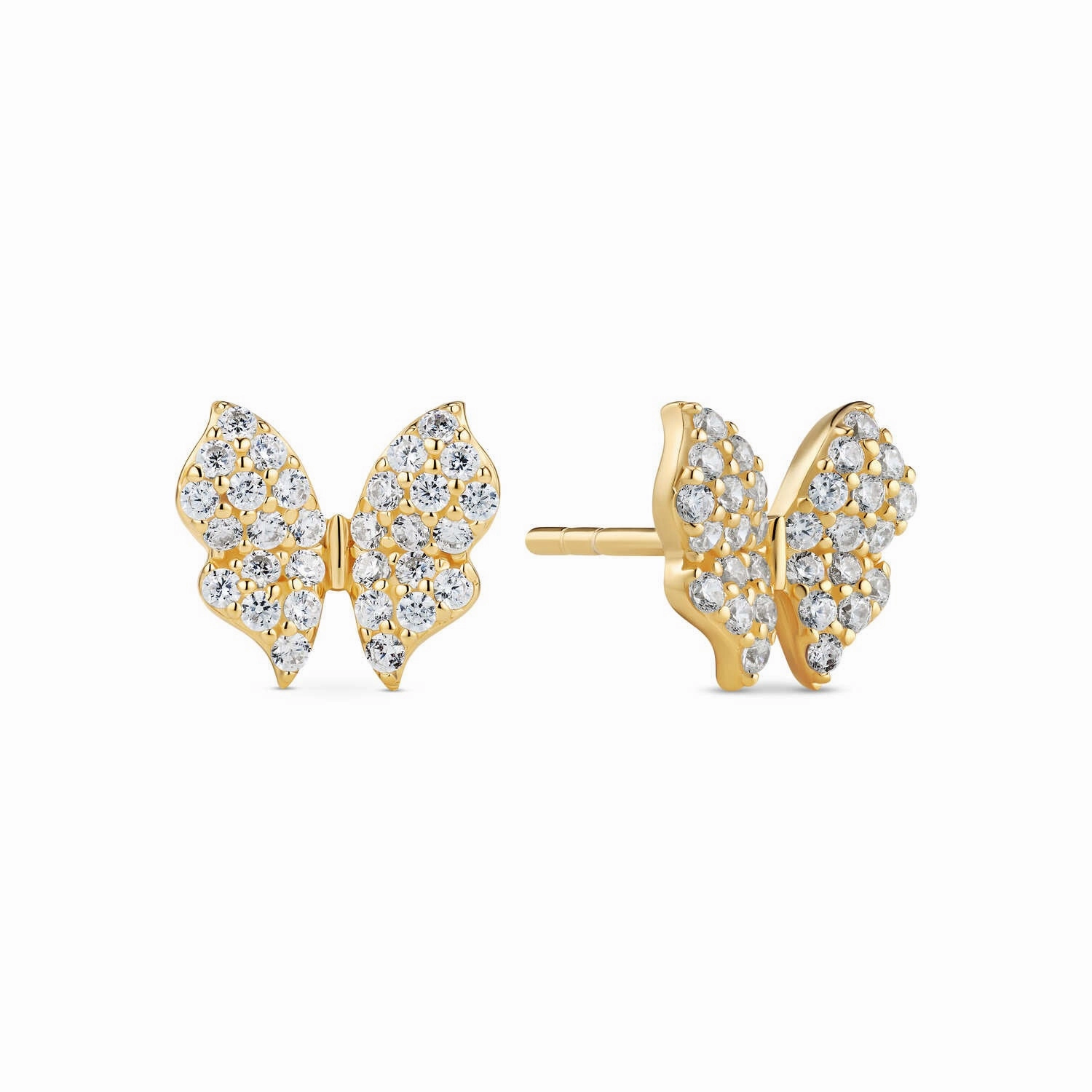 18K Gold Plated White Zirconia Farfalla Earrings SJ-E2700-CZ-YG