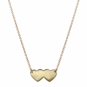 18K Gold Small Double Heart Pendant