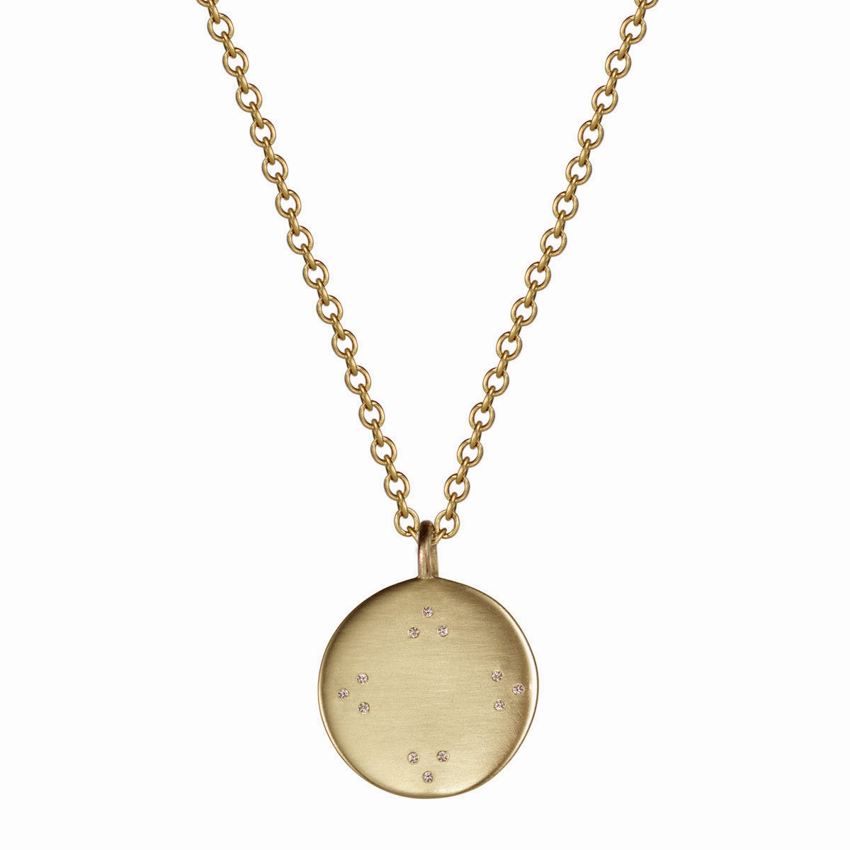 18K Gold Small Tibetan Mirror Pendant with Diamonds