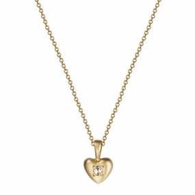 18K Gold Tiny Heart Pendant with Diamond