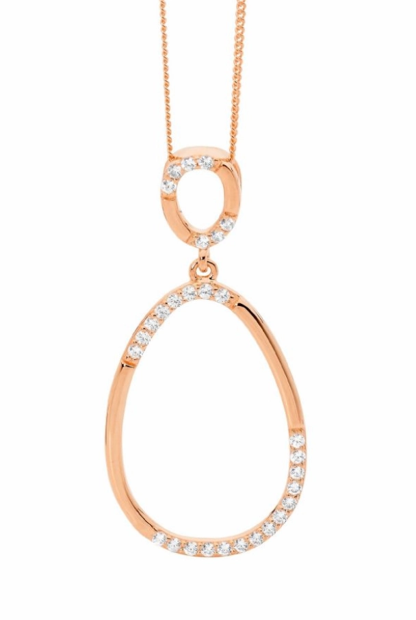 2x Oval Drop with CZs - Pendant and Earrings