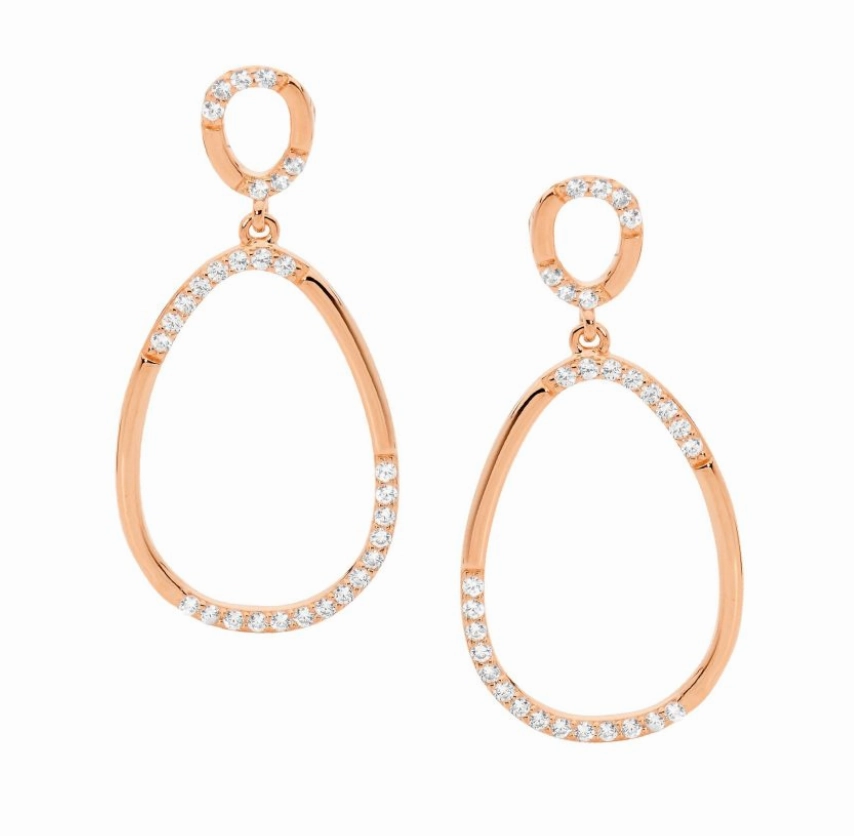 2x Oval Drop with CZs - Pendant and Earrings