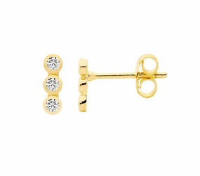 3 CZ bubble Stud Earrings