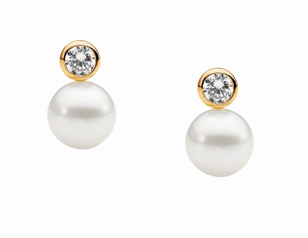 4mm Bezel Set FW Pearl Earrings - 3 colours