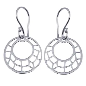 925 Sterling Silver Dangling Flat Round Design Earrings - TRE00002