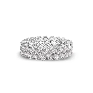 925 Sterling Silver Nickel Free Rhodium Plated Double Eternity Band Baguette CZ Ring - GMR00369