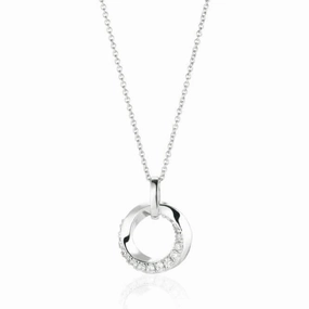 925 Sterling Silver Ferrara Pendant SJ-P1211-CZ-SS38-45