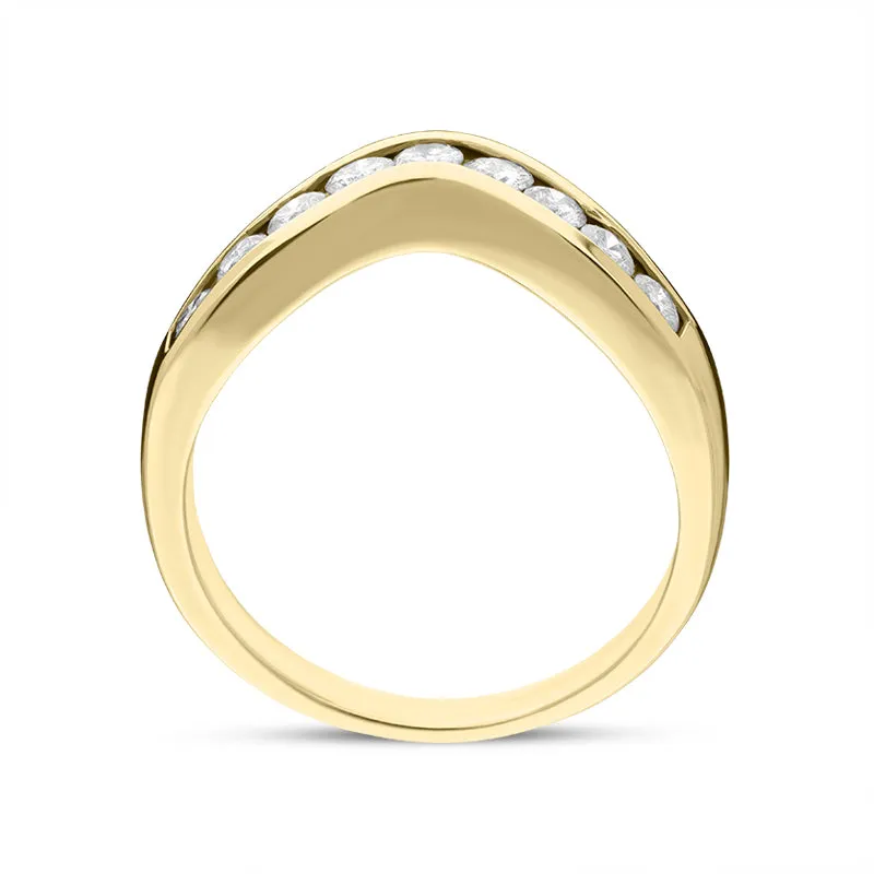 9ct Yellow Gold Diamond Brilliant Cut Wishbone Ring