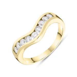 9ct Yellow Gold Diamond Brilliant Cut Wishbone Ring