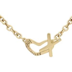 9ct Yellow Gold Diamond Love and Kisses Heart Necklace D