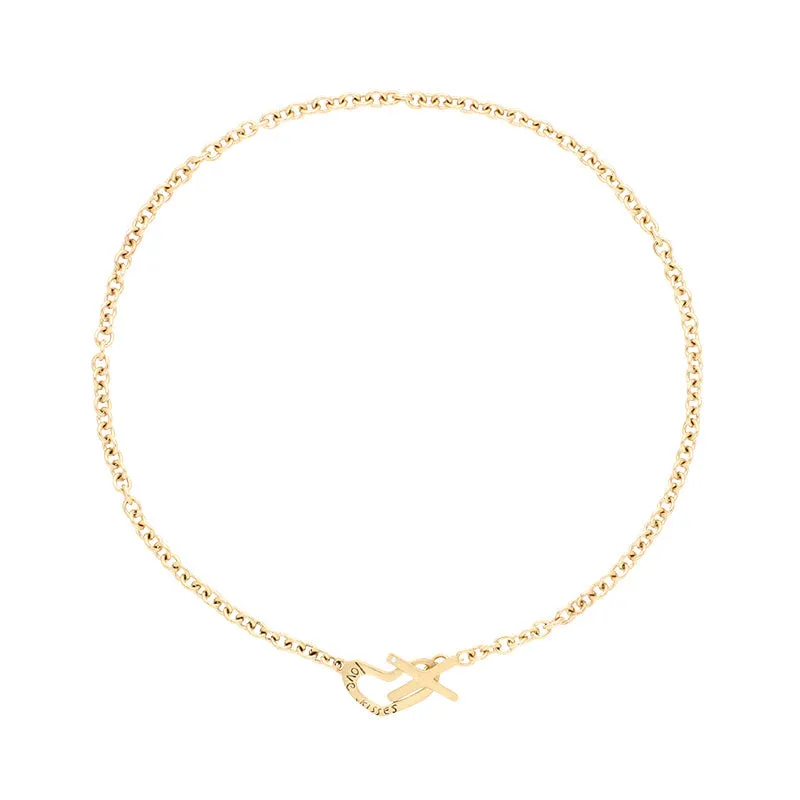 9ct Yellow Gold Diamond Love and Kisses Heart Necklace D