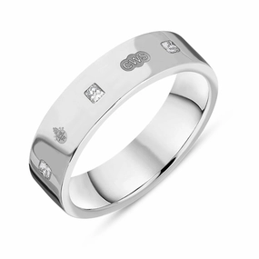 9ct White Gold 0.24ct Diamond Queen's Jubilee Hallmark Princess Cut 5mm Ring D