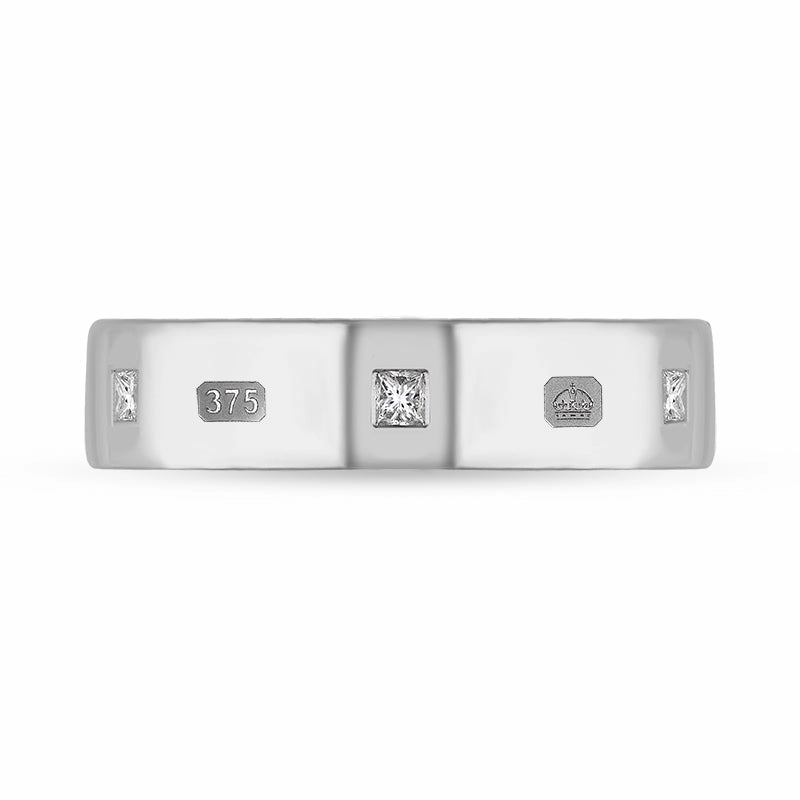9ct White Gold 0.24ct Diamond Queen's Jubilee Hallmark Princess Cut 5mm Ring D