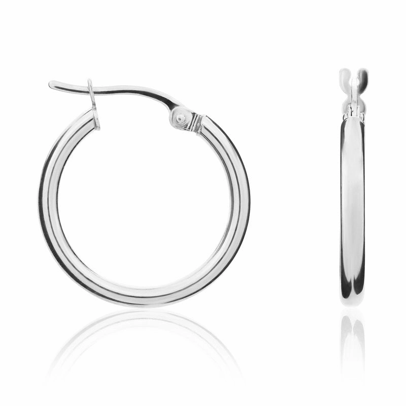 9ct White Gold 18.5mm Hoop Earrings