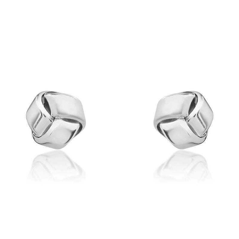 9ct White Gold 5mm Looped Knot Stud Earrings