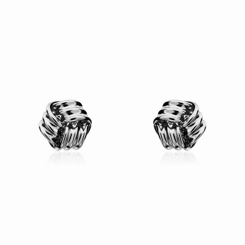 9ct White Gold 5mm Looped Knot Stud Earrings