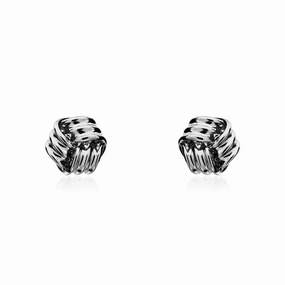 9ct White Gold 5mm Looped Knot Stud Earrings