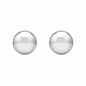 9ct White Gold 7mm Button Stud Earrings