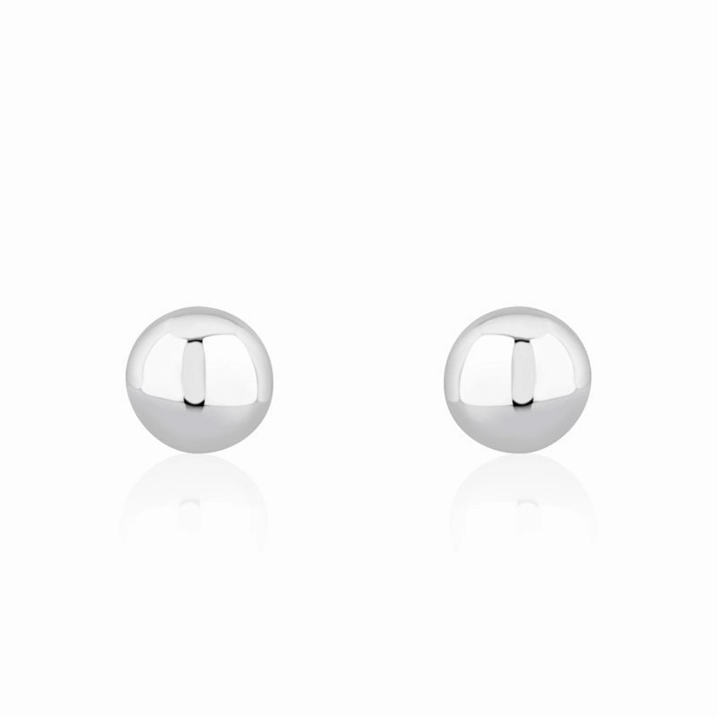 9ct White Gold 8mm Button Stud Earrings