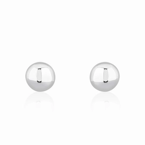 9ct White Gold 8mm Button Stud Earrings