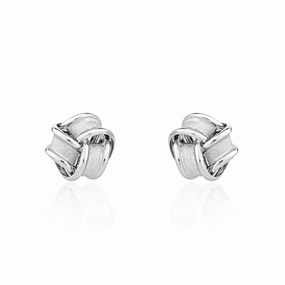 9ct White Gold 8mm Looped Knot Stud Earrings