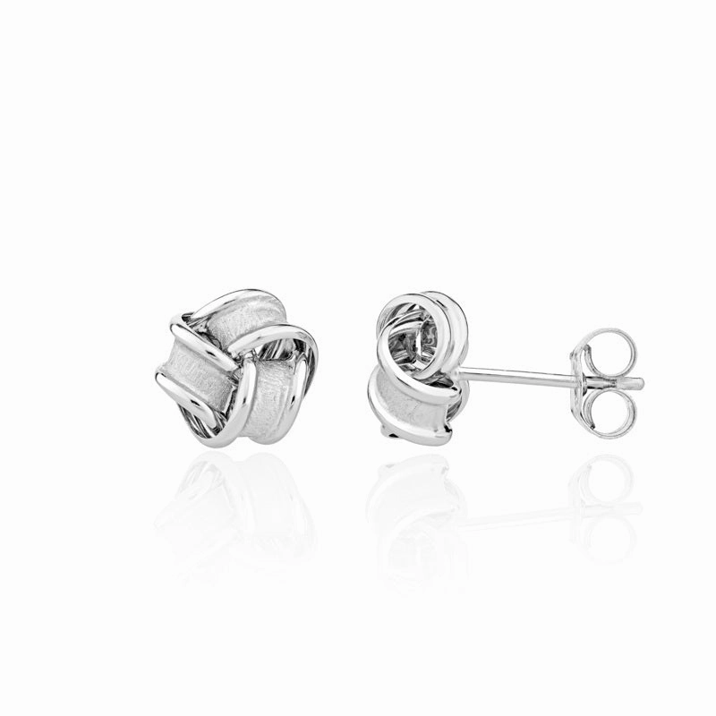 9ct White Gold 8mm Looped Knot Stud Earrings