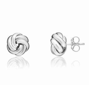 9ct White Gold 8mm Looped Knot Stud Earrings
