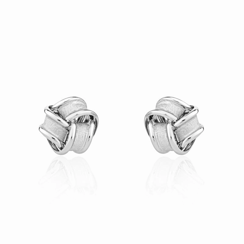 9ct White Gold 8mm Looped Knot Stud Earrings