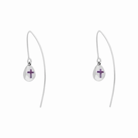 9ct White Gold Blue John Cross Disc Drop Earrings