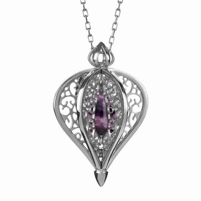 9ct White Gold Blue John Flore Filigree Small Necklace