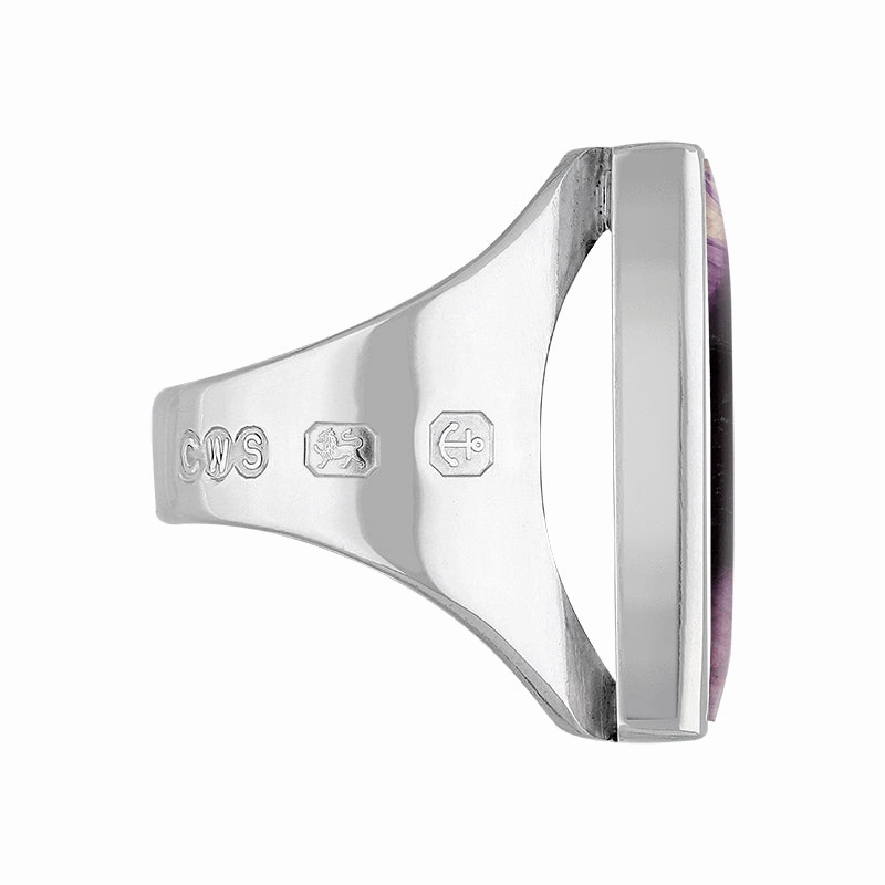 9ct White Gold Blue John Hallmark Medium Oblong Ring