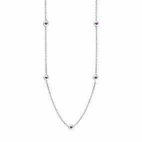 9ct White Gold Blue John Heart Link Disc Chain Necklace