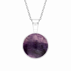 9ct White Gold Blue John Heritage Round Necklace