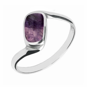 9ct White Gold Blue John Oblong Twist Ring