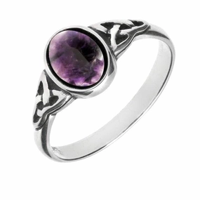 9ct White Gold Blue John Oval Celtic Shoulder Ring