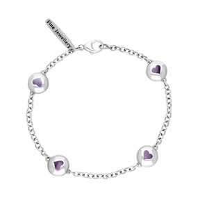 9ct White Gold Blue John Oval Heart Detail Four Stone Bracelet