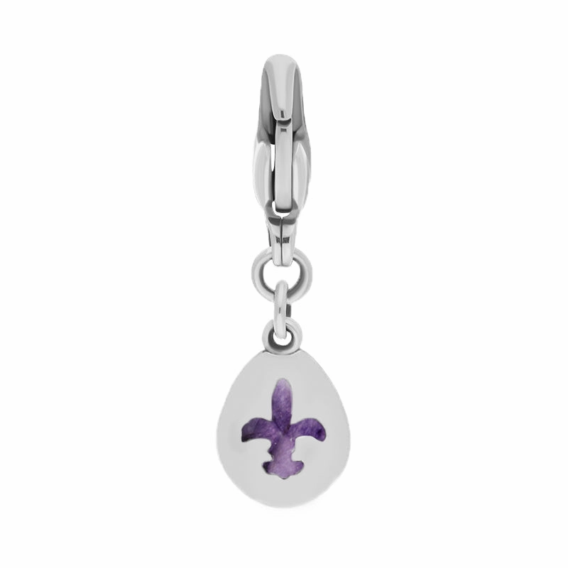 9ct White Gold Blue John Pear Shaped Fleur De Lis Clip Charm