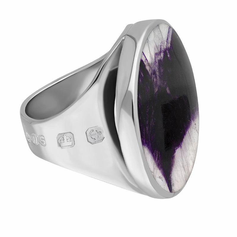 9ct White Gold Blue John Queen's Jubilee Hallmark Medium Round Ring D