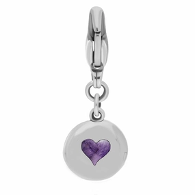 9ct White Gold Blue John Round Shaped Heart Clip Charm