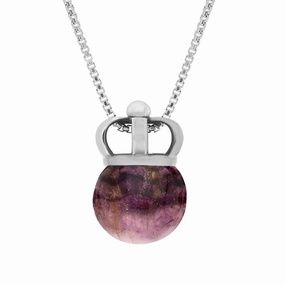 9ct White Gold Blue John Royal Crown 11mm Bead Pendant