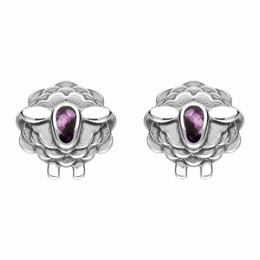 9ct White Gold Blue John Sheep Stud Earrings