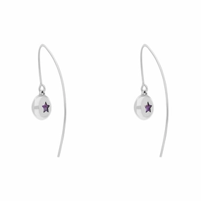 9ct White Gold Blue John Star Disc Drop Earrings