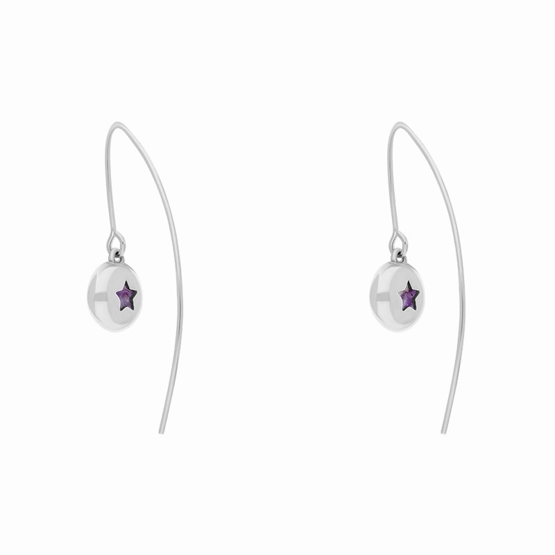 9ct White Gold Blue John Star Disc Drop Earrings