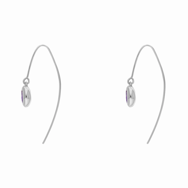 9ct White Gold Blue John Star Disc Drop Earrings