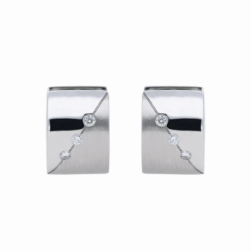 9ct White Gold Diamond Brilliant Cut Hoop Earrings